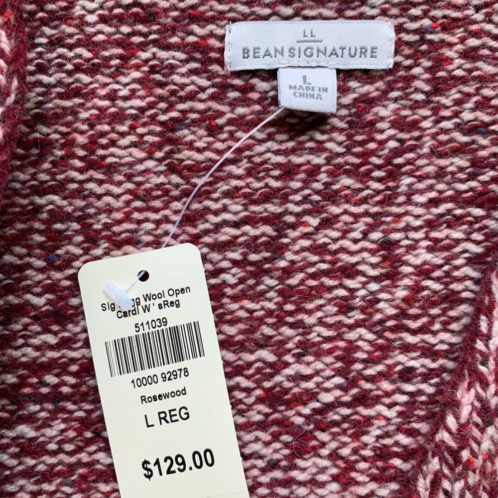 LL Bean Signature Ragg Wool open cardigan - Picture 3 of 8